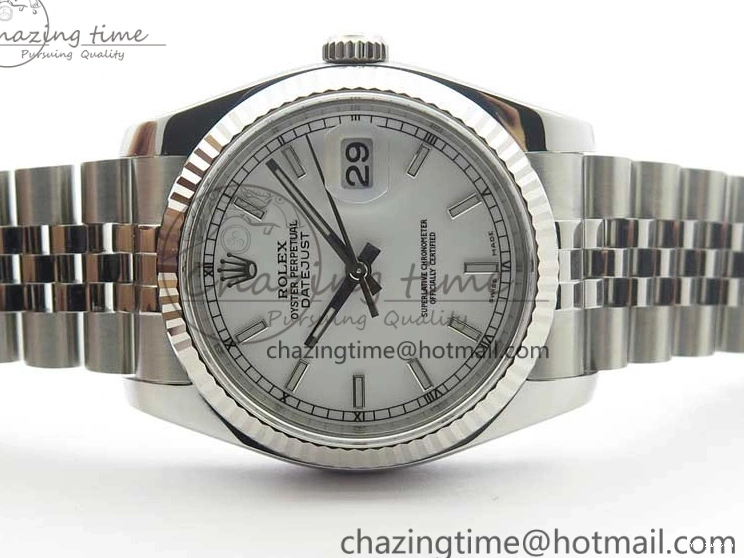 on Steel Edition 116234 Dial 36 SS 1:1 DateJust 904L White V3 SH3135 Jubilee ARF Best Bracelet 0501